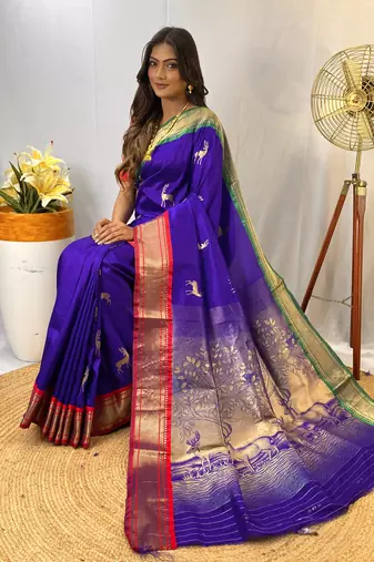 Violet Soft Silk Saree And  Designer Zari Weaving Rich Pallu Saree With Blouse For Women