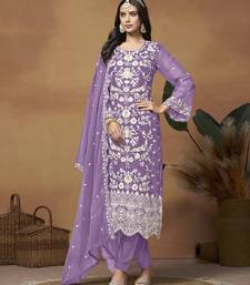 Lavender organza embroidered pakistani salwar kameez