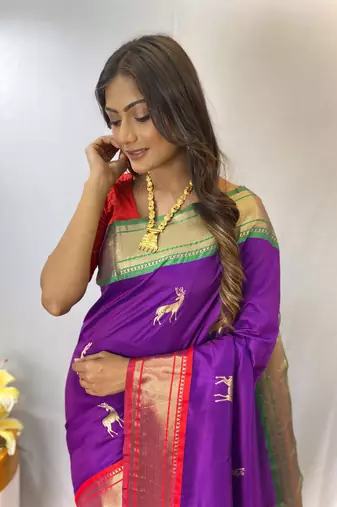 Purple Soft Silk Saree And  Designer Zari Weaving Rich Pallu Saree With Blouse For Women