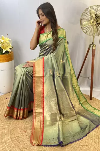 Violet Soft Silk Saree And  Designer Zari Weaving Rich Pallu Saree With Blouse For Women