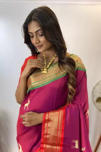 Pink Soft Silk Saree And  Designer Zari Weaving Rich Pallu Saree With Blouse For Women