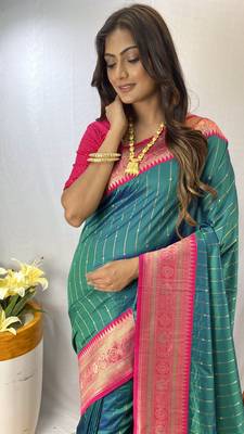 Rama Kanchipuram Style Paithani Silk Saree And Rich Pallu Saree With Blouse For Women 2