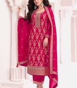 Pink pure viscose jaquard semi stitched salwar suit