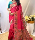 Pink Paithani Silk Saree And Rich Pallu Saree With Blouse For Women