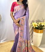 Lavender Paithani Silk Saree And Rich Pallu Saree With Blouse For Women