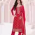 Red jacquard semi stitched ceremonial suits