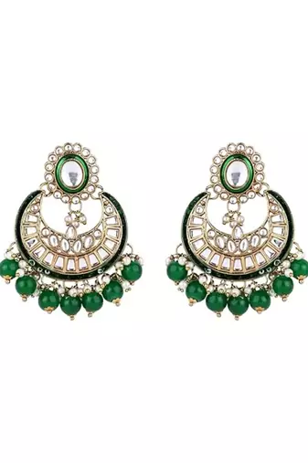 Gold plated traditional handcrafted kundan & pearl necklace jewellery earring set
