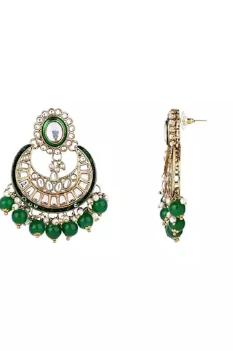 Gold plated traditional handcrafted kundan & pearl necklace jewellery earring set