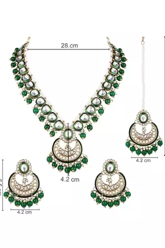 Gold plated traditional handcrafted kundan & pearl necklace jewellery earring set