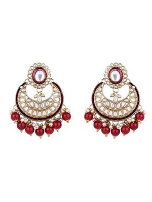 Gold plated traditional handcrafted kundan & pearl necklace jewellery earring set for women 2