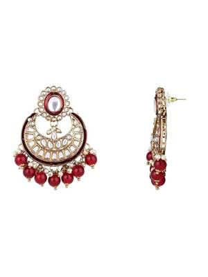 Gold plated traditional handcrafted kundan & pearl necklace jewellery earring set for women 3