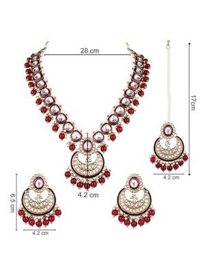 Gold plated traditional handcrafted kundan & pearl necklace jewellery earring set for women 4