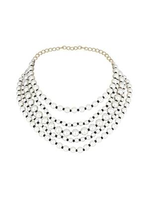 Latest fashion stylish multi layered pearl beads necklace jewellery set for women 1