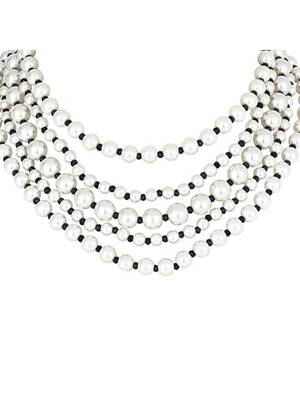 Latest fashion stylish multi layered pearl beads necklace jewellery set for women 2