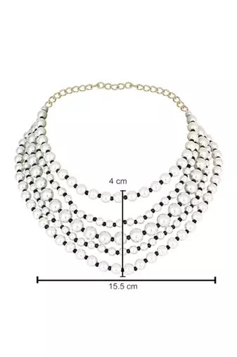 Latest fashion stylish multi layered pearl beads necklace jewellery set for women