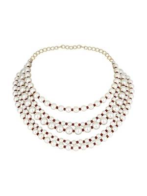 Latest fashion stylish multi layered pearl beads necklace jewellery set for women 1