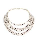 Latest fashion stylish multi layered pearl beads necklace jewellery set for women