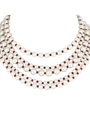 Latest fashion stylish multi layered pearl beads necklace jewellery set for women 2