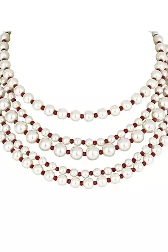 Latest fashion stylish multi layered pearl beads necklace jewellery set for women