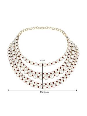 Latest fashion stylish multi layered pearl beads necklace jewellery set for women 3