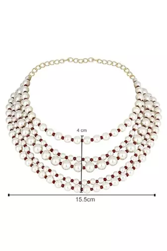 Latest fashion stylish multi layered pearl beads necklace jewellery set for women