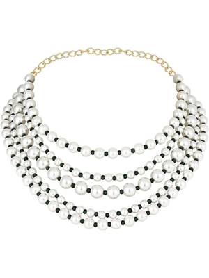 Latest fashion stylish multi layered pearl beads necklace jewellery set for women 1