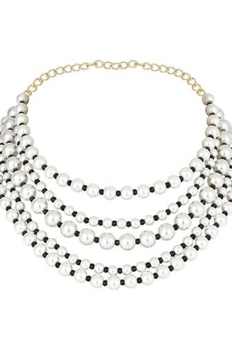 Latest fashion stylish multi layered pearl beads necklace jewellery set for women