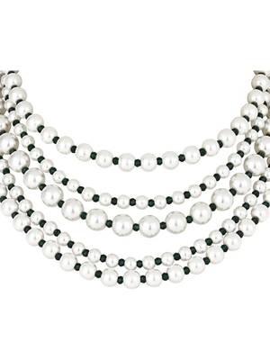 Latest fashion stylish multi layered pearl beads necklace jewellery set for women 2