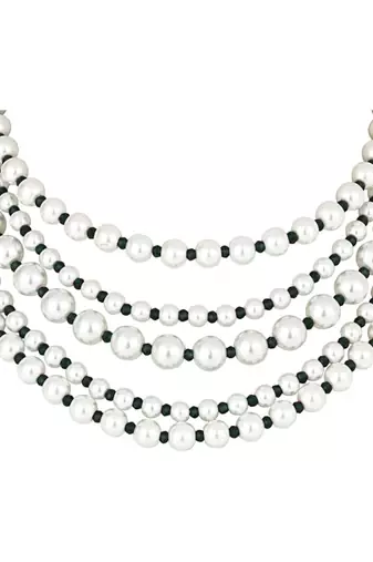 Latest fashion stylish multi layered pearl beads necklace jewellery set for women