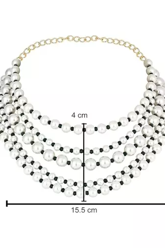 Latest fashion stylish multi layered pearl beads necklace jewellery set for women