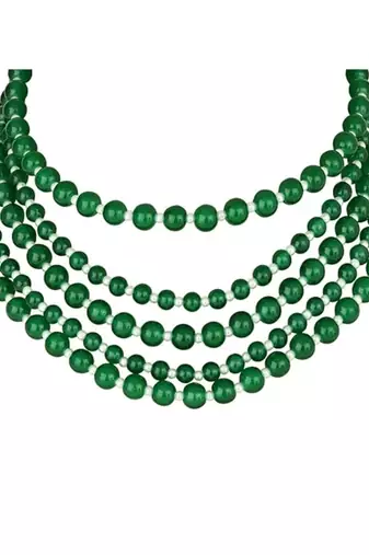 Latest fashion stylish multi layered pearl beads rani necklace jewellery set for women