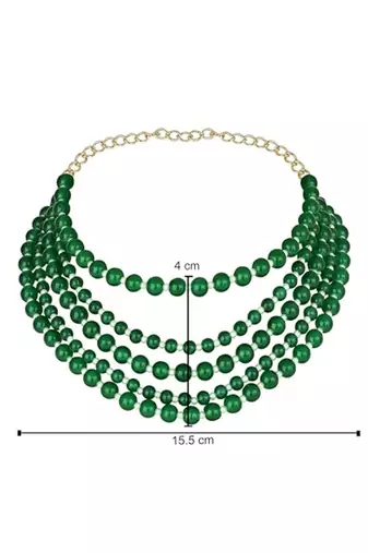 Latest fashion stylish multi layered pearl beads rani necklace jewellery set for women