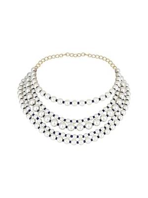 Latest fashion stylish multi layered pearl beads necklace jewellery set for women 1