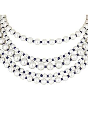 Latest fashion stylish multi layered pearl beads necklace jewellery set for women 2
