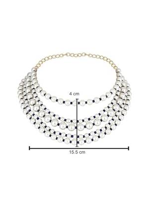 Latest fashion stylish multi layered pearl beads necklace jewellery set for women 3