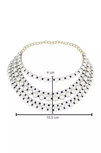 Latest fashion stylish multi layered pearl beads necklace jewellery set for women