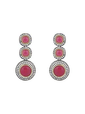 Traditional royal kundan pearl stone multistrand design pink choker necklace jewellery set 3