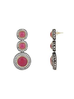 Traditional royal kundan pearl stone multistrand design pink choker necklace jewellery set 4