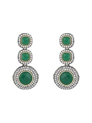 Traditional royal kundan pearl stone multistrand design green choker necklace jewellery set 3