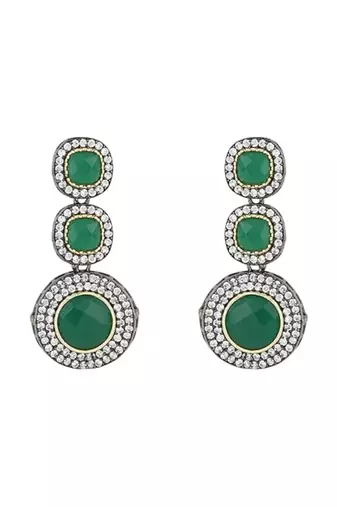 Traditional royal kundan pearl stone multistrand design green choker necklace jewellery set