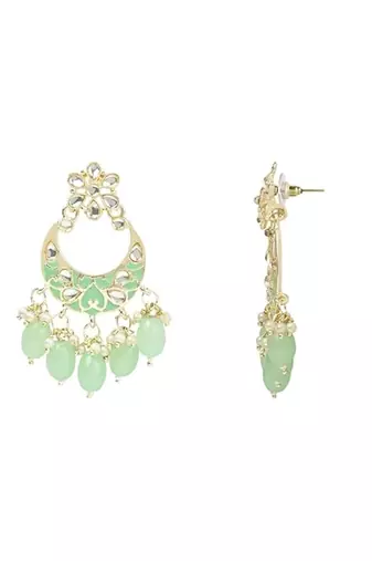 Gold plated pearl polki kundan choker necklace jewellery set with earring & maang tikka for women