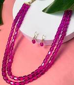 Stylish multi layer pearl necklace jewellery set with earrings for women