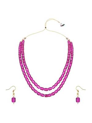 Stylish multi layer pearl necklace jewellery set with earrings for women 2