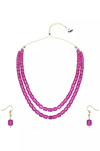 Stylish multi layer pearl necklace jewellery set with earrings for women