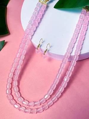 Stylish multi layer pearl necklace jewellery set with earrings for women 1