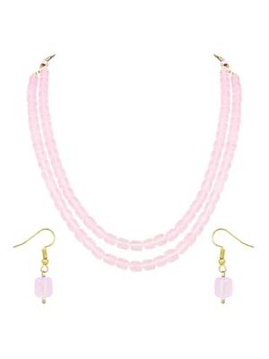 Stylish multi layer pearl necklace jewellery set with earrings for women 2