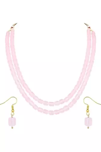 Stylish multi layer pearl necklace jewellery set with earrings for women