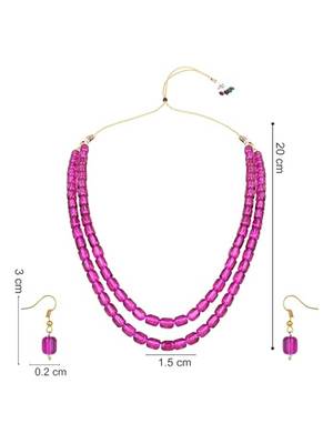 Stylish multi layer pearl necklace jewellery set with earrings for women 5