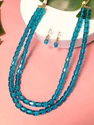 Stylish multi layer pearl necklace jewellery set with earrings for women 1