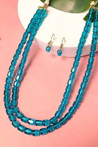 Stylish multi layer pearl necklace jewellery set with earrings for women